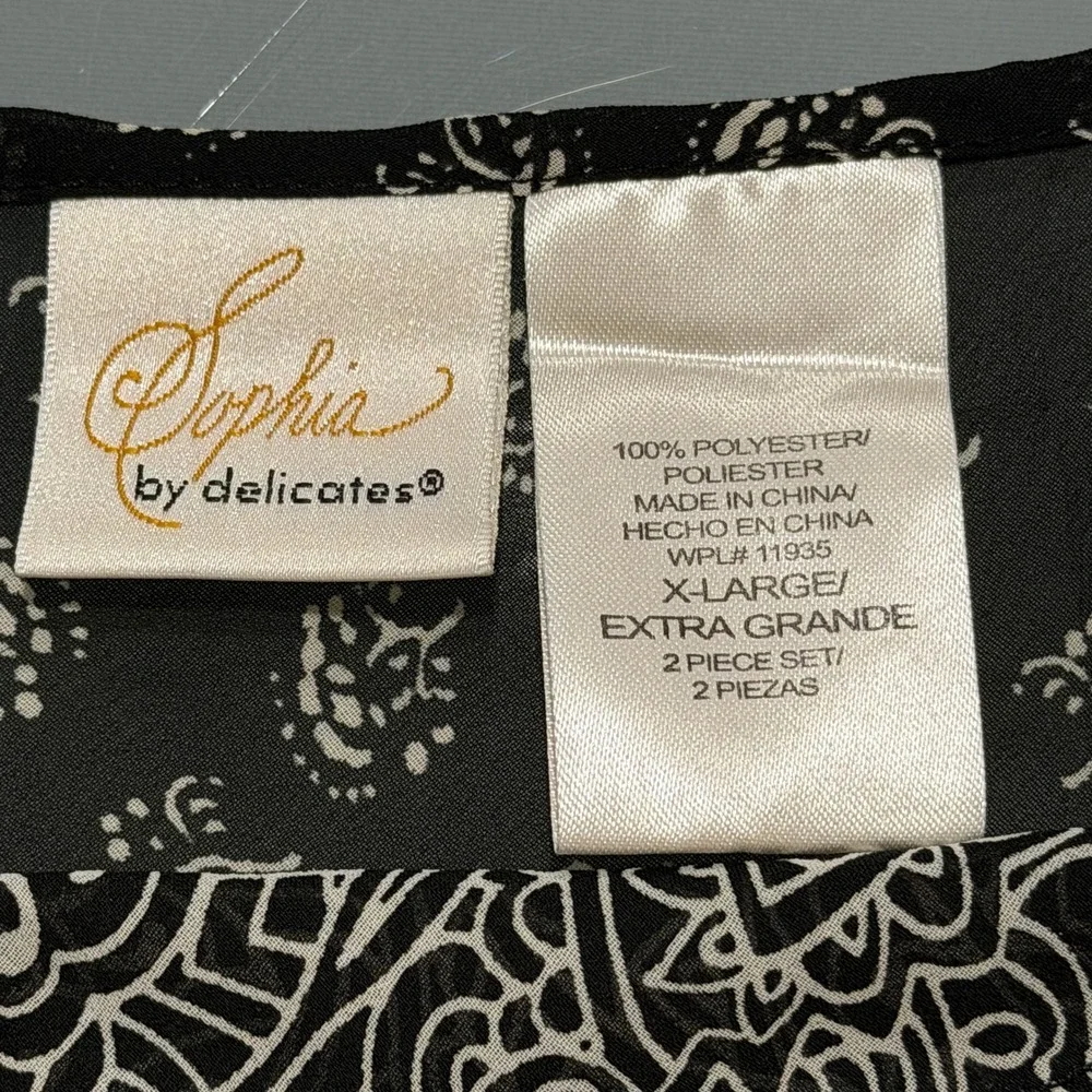 Sophia by Delicates Chemise Womens XL Black Lace Trim Sheer Lingerie Slip Dress